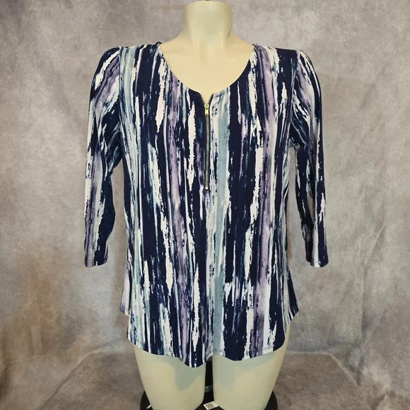 Blue‎ Mood Ladies Blue & White Blouse Size Small - Picture 2 of 5